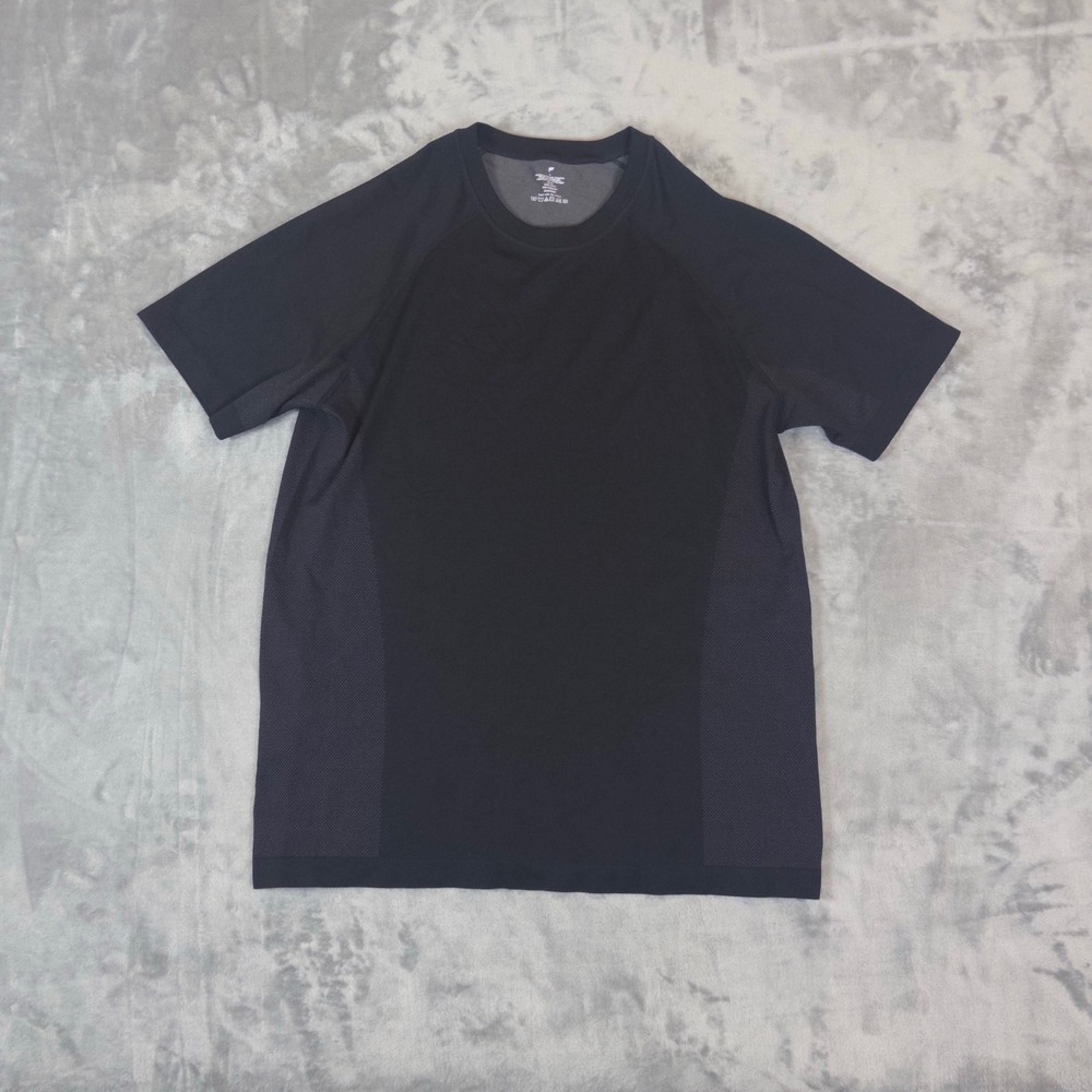Fabletics Performance T-Shirt Men Large Black Mesh Activewear Training Gym Top